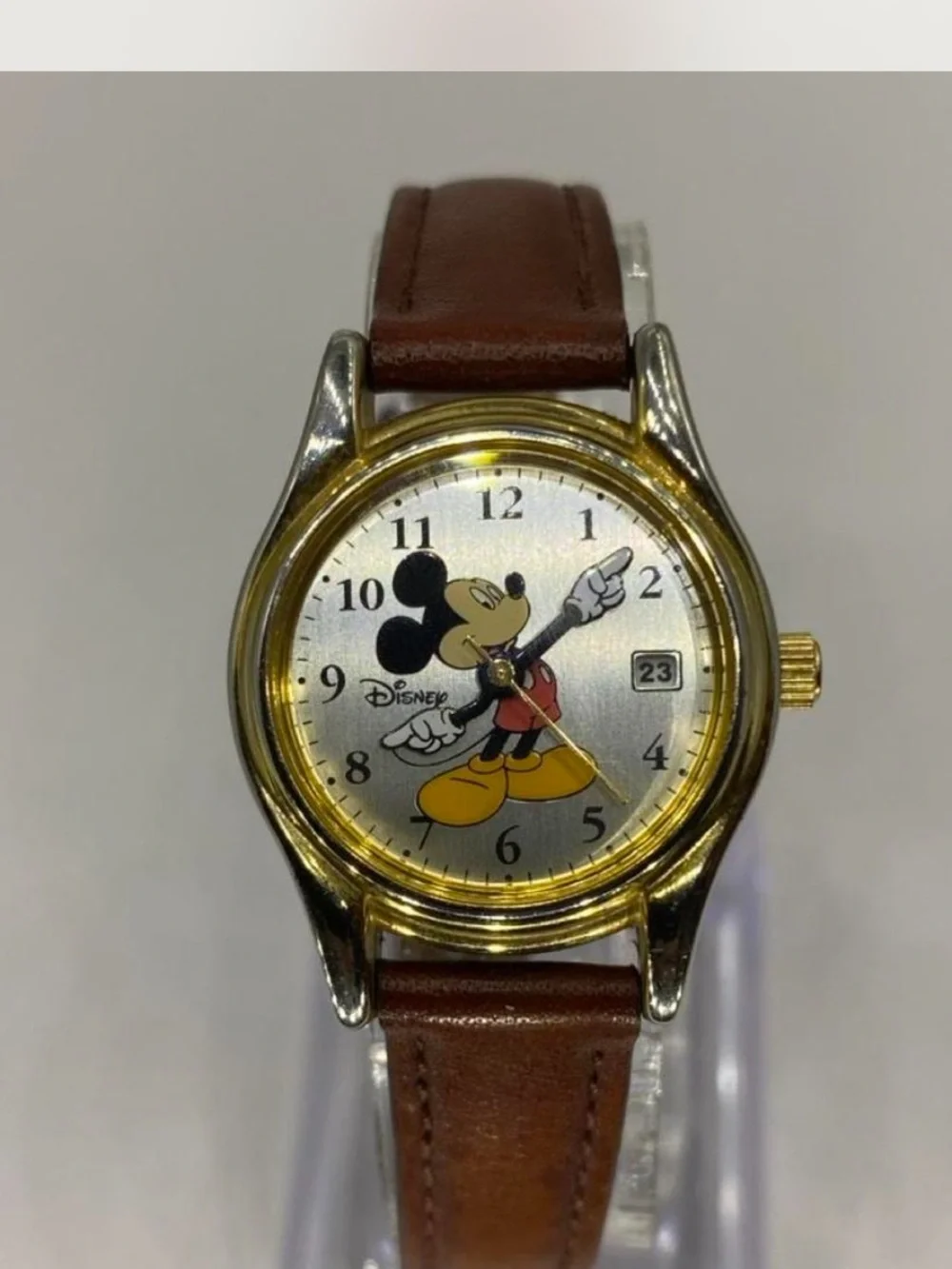 *** Disney  ^^^ Ladies Mickey Mouse Gold-Tone Watch / Tan  Leather Strap ***